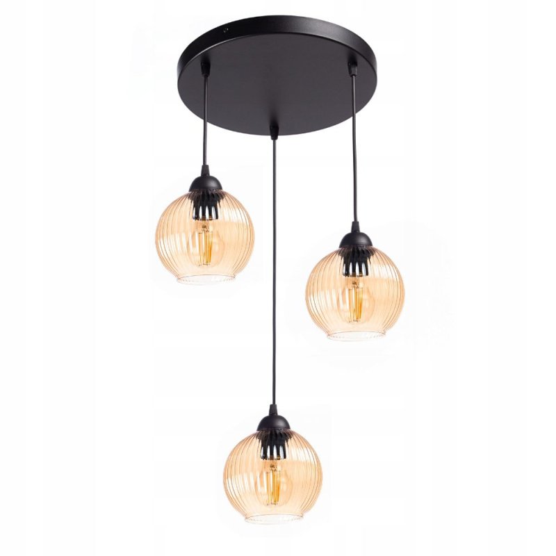 NOWOCZESNA LAMPA WISZĄCA KLOSZ SZKLANY KULA PRĄŻKI E27 GRAFIT CHROM BIAŁY BURSZTYN