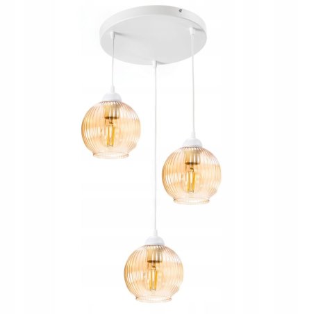 NOWOCZESNA LAMPA WISZĄCA KLOSZ SZKLANY KULA PRĄŻKI E27 GRAFIT CHROM BIAŁY BURSZTYN