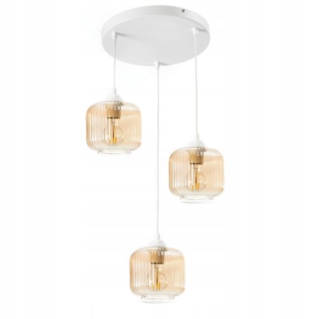 NOWOCZESNA LAMPA WISZĄCA SZKLANA PRĄŻKI E27 GRAFIT CHROM BURSZTYN BIAŁY KLOSZ BECZKA