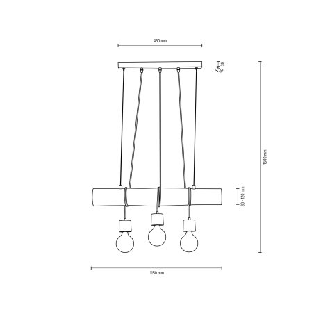 Lampa Wisząca 3x E27 Trabo Pino Lampa Wisząca 3x E27 Trabo Pino