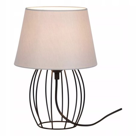 LAMPKA NOCNA STOŁOWA CZARNA DRUCIANA OZDOBNA ABAŻUR SZARY E27 LED LAMPKA NOCNA STOŁOWA CZARNA DRUCIANA OZDOBNA ABAŻUR SZARY E27 LED