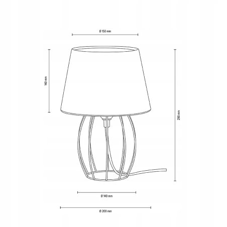 LAMPKA NOCNA STOŁOWA CZARNA DRUCIANA OZDOBNA ABAŻUR SZARY E27 LED LAMPKA NOCNA STOŁOWA CZARNA DRUCIANA OZDOBNA ABAŻUR SZARY E27 LED