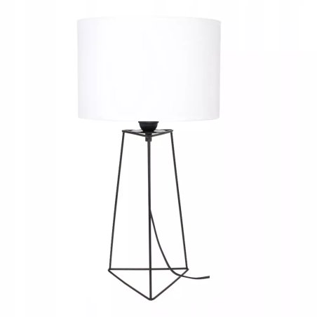 LAMPKA NOCNA STOŁOWA METAL OZDOBNA ABAŻUR Biały E27 LED DRUT LOFT