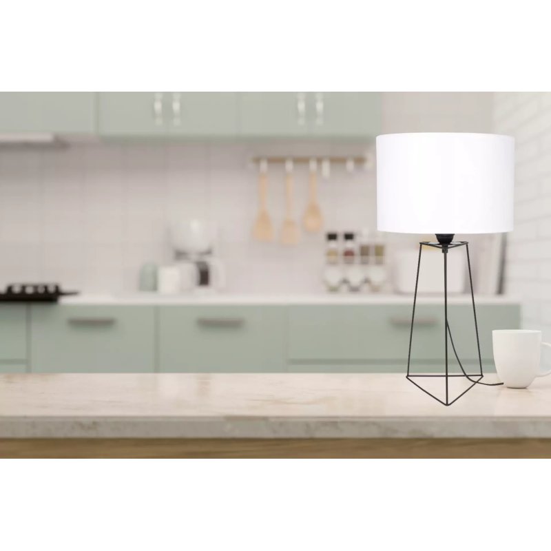 LAMPKA NOCNA STOŁOWA METAL OZDOBNA ABAŻUR Biały E27 LED DRUT LOFT