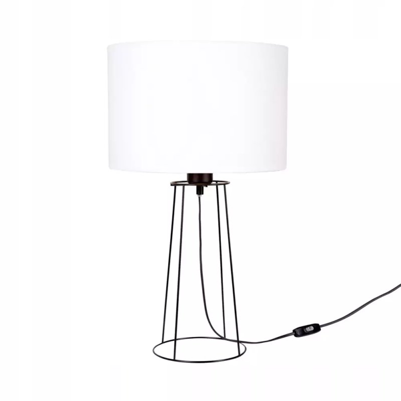 LAMPKA NOCNA STOŁOWA METAL OZDOBNA ABAŻUR Biały E27 LED DRUT LOFT