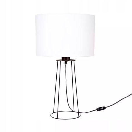 LAMPKA NOCNA STOŁOWA METAL OZDOBNA ABAŻUR Biały E27 LED DRUT LOFT