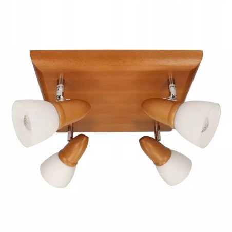 LAMPA SUFITOWA LED PLAFON NA DREWNO SPOT LISTWA 4x E14 REGULOWANA KWADRAT