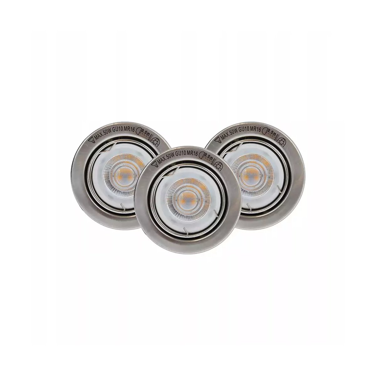 Zestaw Oczek Sufitowych 3xGU10 5W 345lm 2700K Satyna Metal Solidne Warianty