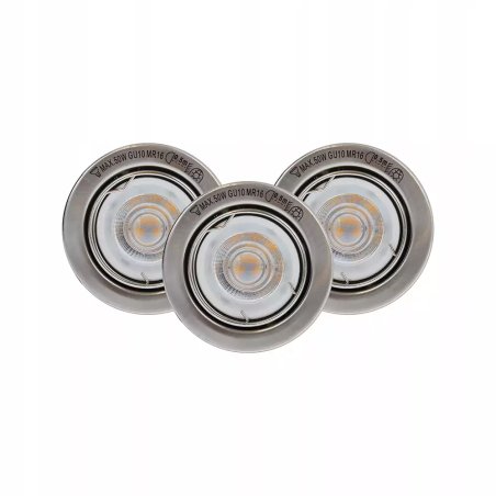 Zestaw Oczek Sufitowych 3xGU10 5W 345lm 2700K Satyna Metal Solidne Warianty