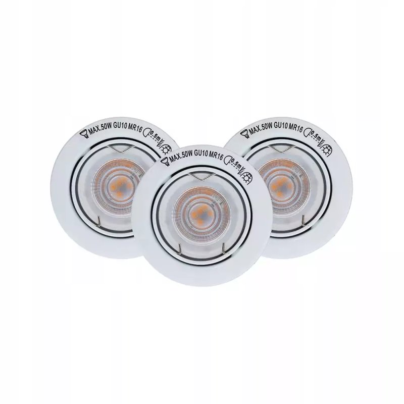 Zestaw Oczek Sufitowych 3xGU10 5W 345lm 2700K Satyna Metal Solidne Warianty