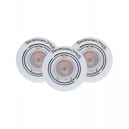 Zestaw Oczek Sufitowych 3xGU10 5W 345lm 2700K Satyna Metal Solidne Warianty