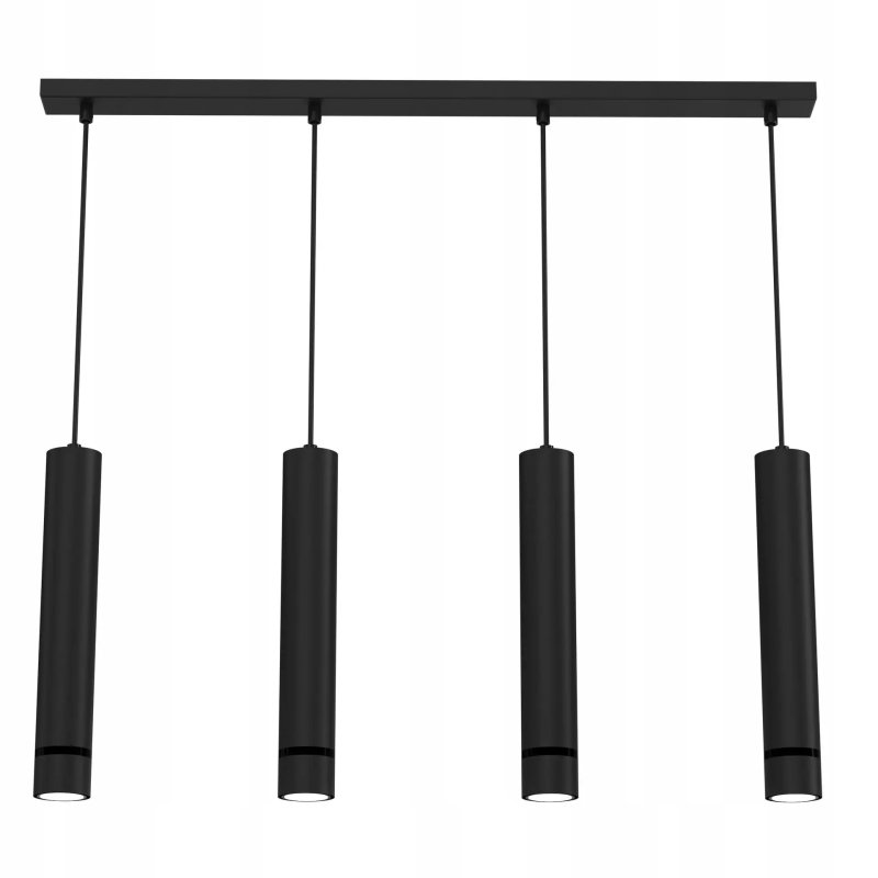 LAMPA SUFITOWA WISZĄCE TUBY SOPLE ŻYRANDOL LED  LISTWA CZARNA 3-PKT 4-PKT