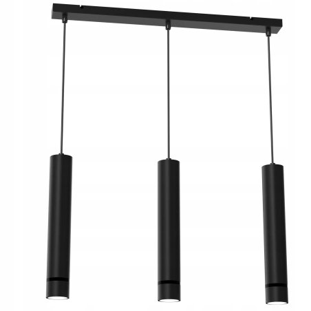 LAMPA SUFITOWA WISZĄCE TUBY SOPLE ŻYRANDOL LED  LISTWA CZARNA 3-PKT 4-PKT