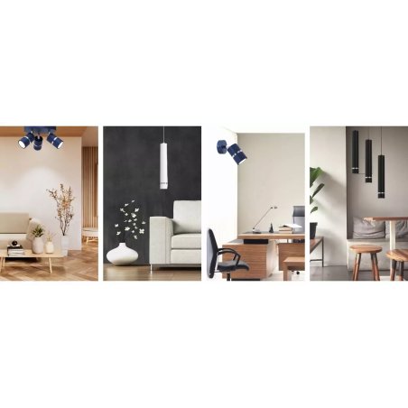 LAMPA SUFITOWA POTRÓJNY ZWIS TUBY GU10 LED GRANAT ZŁOTY / CHROM / WARIANTY