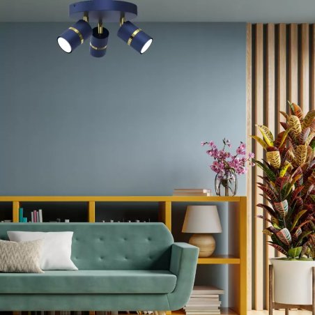 LAMPA SUFITOWA POTRÓJNY ZWIS TUBY GU10 LED GRANAT ZŁOTY / CHROM / WARIANTY