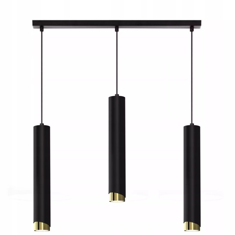 LAMPA SUFITOWA WISZĄCA TUBY METAL GU10 LOFT SPOT CZARNA WARIANTY 3-PKT 4-PKT