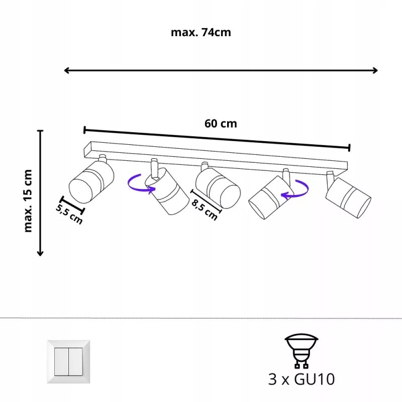 LAMPA SUFITOWA REFLEKTOR PLAFON GU10 BEŻ KASZMIR WARIANTY