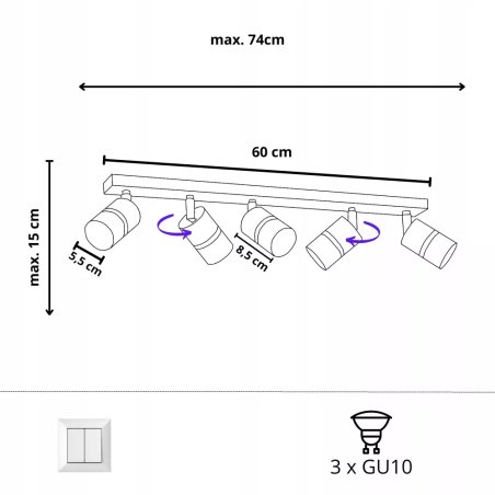 LAMPA SUFITOWA REFLEKTOR PLAFON GU10 BEŻ KASZMIR WARIANTY