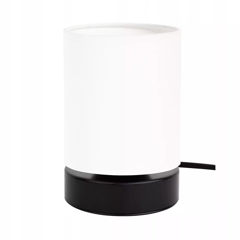 LAMPKA NOCNA STOŁOWA CZARNA OZDOBNA ABAŻUR BIAŁY TUBA E27 LED