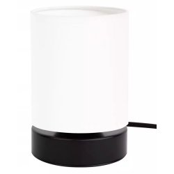 LAMPKA NOCNA STOŁOWA CZARNA OZDOBNA ABAŻUR BIAŁY TUBA E27 LED