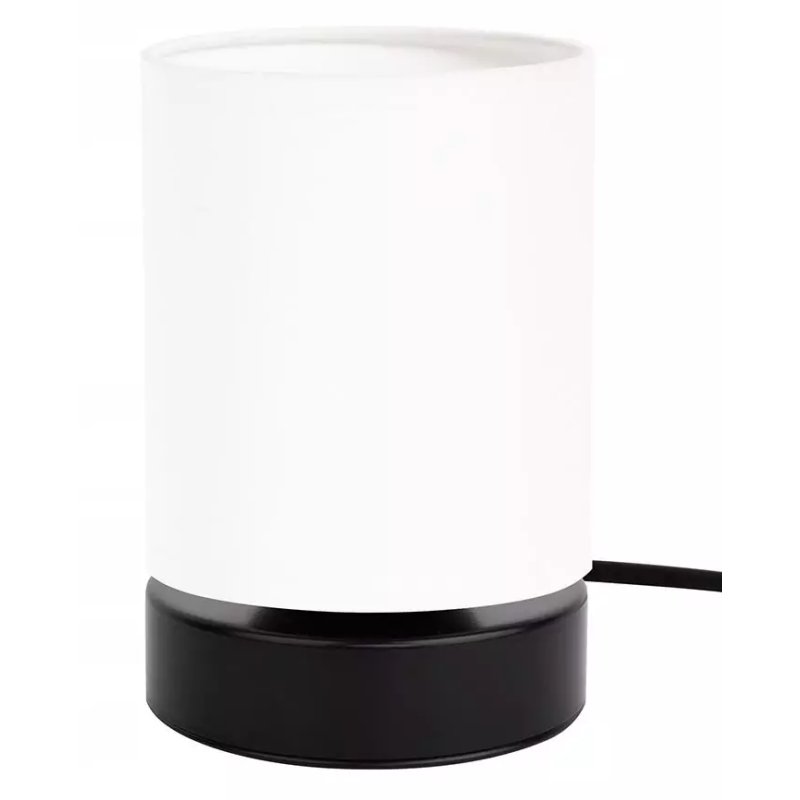 LAMPKA NOCNA STOŁOWA CZARNA OZDOBNA ABAŻUR BIAŁY TUBA E27 LED