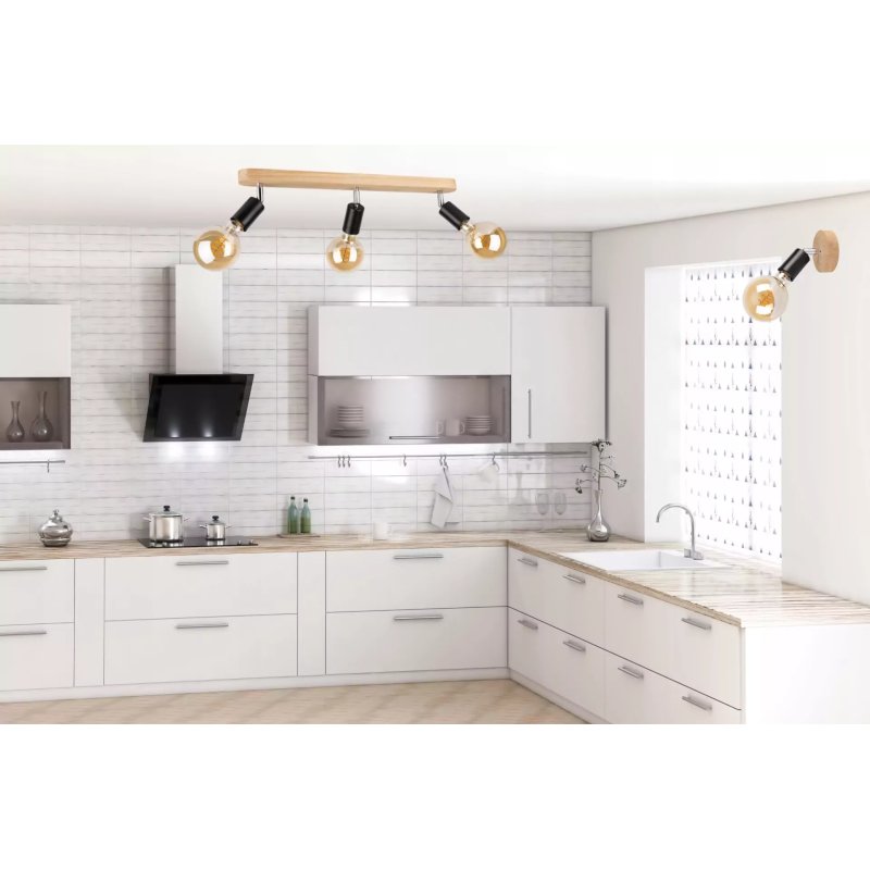 LAMPA SUFITOWA PLAFON DĄB SPOT LISTWA REGULOWANA E27 LED 4-pkt