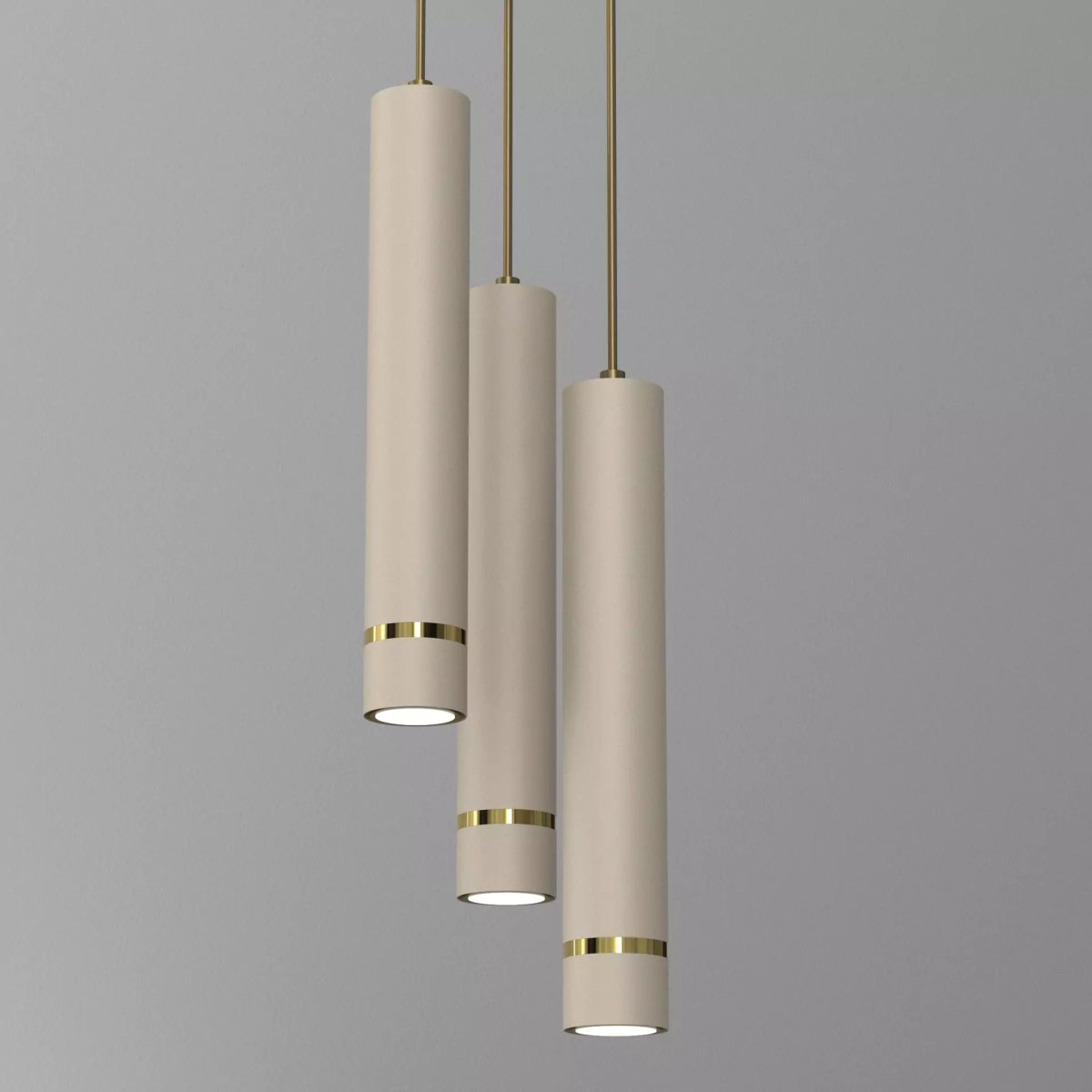 LAMPA WISZĄCA SUFITOWA TUBA ZWIS METAL BEŻOWA / KASZMIROWA