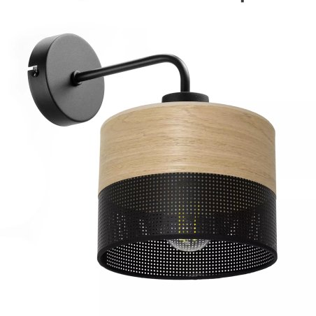 KINKIET LAMPKA ŚCIENNA AŻUR ABAŻUR 20 CM DZIURKI WTYCZKA DREWNO LOFT WARIANTY