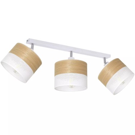 LAMPA SUFITOWA AŻUROWY ABAŻUR Z DZIURKAMI LISTWA REGULACJA 3-PKT E27 DREWNO
