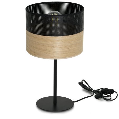 LAMPA WISZĄCA ŻYRANDOL ABAŻUR Z DZIURKAMI DREWNO E27 LED KOLORY BIAŁY / CZARNY