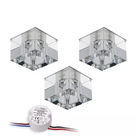 Zestaw Oczek 5xG4 LED 2,3W 3000K 230LM z zasilaczem Chrom Metal/Szkło