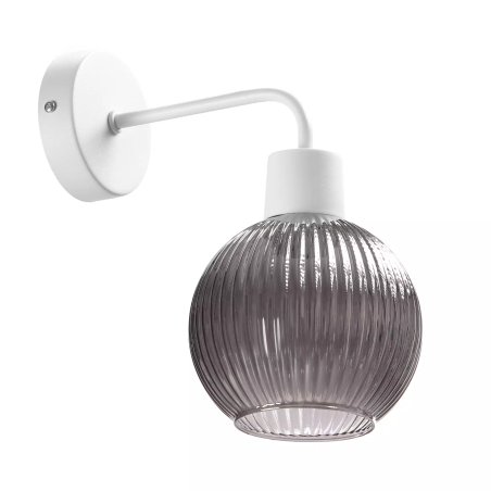LAMPA ŚCIENNA KINKIET SZKLANY KLOSZ SZKLANY KULA PRĄŻKI E27 GRAFIT / BIAŁY / BURSZTYN