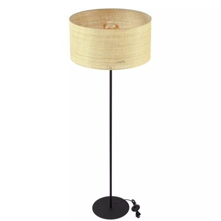 RATANOWA BOHO LAMPA STOJĄCA ABAŻUR WALEC RATTAN BIAŁA CZARNA
