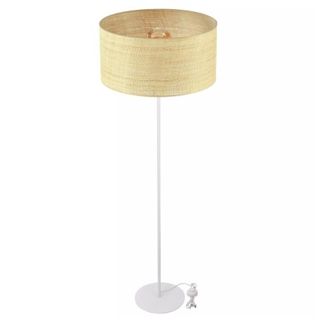 RATANOWA BOHO LAMPA STOJĄCA ABAŻUR WALEC RATTAN BIAŁA CZARNA