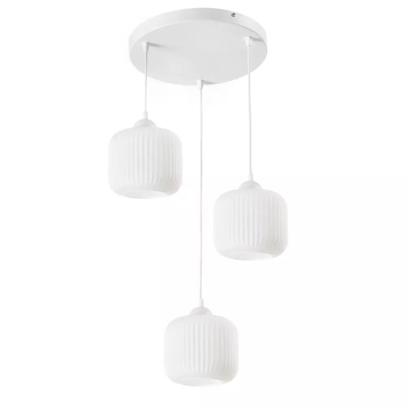 NOWOCZESNA LAMPA WISZĄCA SZKLANA PRĄŻKI E27 GRAFIT CHROM BURSZTYN BIAŁY KLOSZ BECZKA
