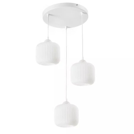 NOWOCZESNA LAMPA WISZĄCA SZKLANA PRĄŻKI E27 GRAFIT CHROM BURSZTYN BIAŁY KLOSZ BECZKA