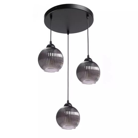 NOWOCZESNA LAMPA WISZĄCA KLOSZ SZKLANY KULA PRĄŻKI E27 GRAFIT CHROM BIAŁY BURSZTYN