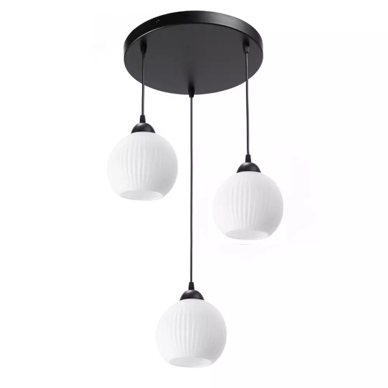 NOWOCZESNA LAMPA WISZĄCA KLOSZ SZKLANY KULA PRĄŻKI E27 GRAFIT CHROM BIAŁY BURSZTYN