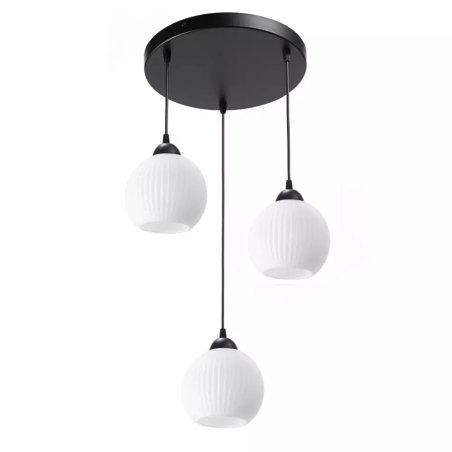 NOWOCZESNA LAMPA WISZĄCA KLOSZ SZKLANY KULA PRĄŻKI E27 GRAFIT CHROM BIAŁY BURSZTYN