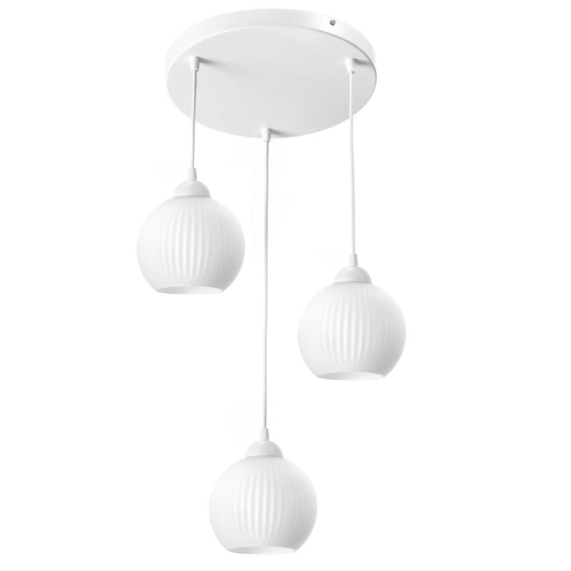 NOWOCZESNA LAMPA WISZĄCA KLOSZ SZKLANY KULA PRĄŻKI E27 GRAFIT CHROM BIAŁY BURSZTYN