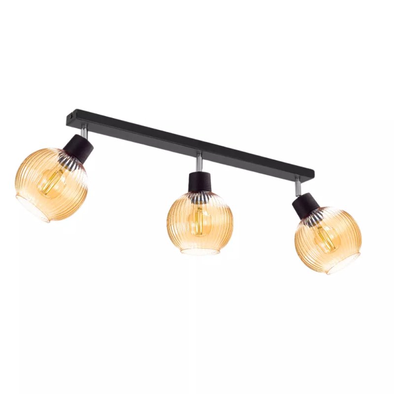 LAMPA SUFITOWA PLAFON SUFITOWY KLOSZ SZKLANY RYFLOWANY KULA PRĄŻKI E27 BURSZTYN