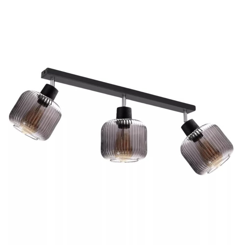 LAMPA SUFITOWA PLAFON SUFITOWY KLOSZ SZKLANY RYFLOWANY BECZKA PRĄŻKI E27 CHROM