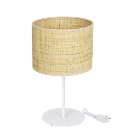 LAMPKA NOCNA STOŁOWA BIURKOWA ABAŻUR RATTAN LED E27