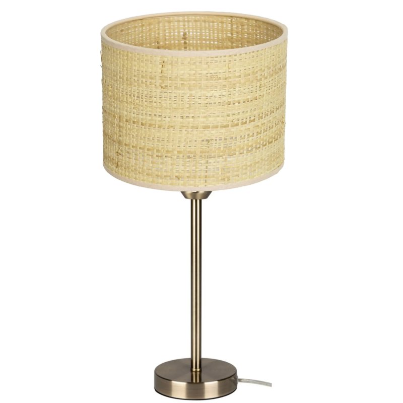 LAMPKA NOCNA STOŁOWA BIURKOWA ABAŻUR RATTAN LED E27