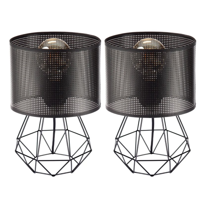 LAMPKA NOCNA STOŁOWA AŻUROWA Z DZIURKAMI ABAŻUR LED