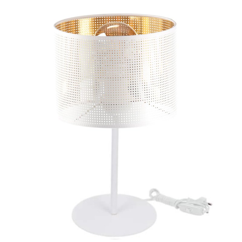 LAMPKA NOCNA STOŁOWA AŻUROWA Z DZIURKAMI ABAŻUR LED