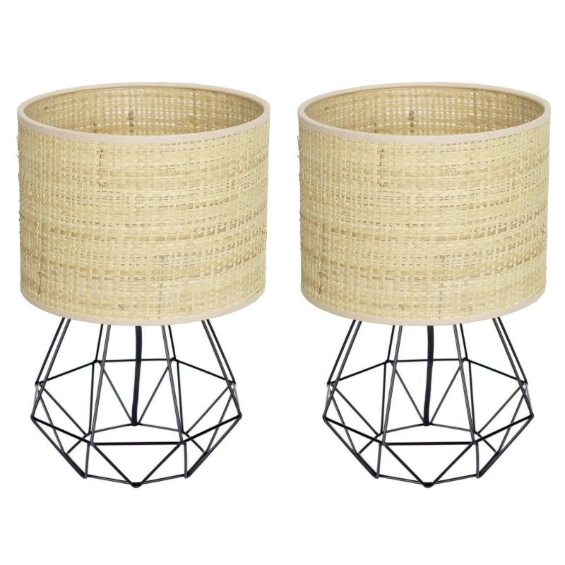 LAMPKA NOCNA STOŁOWA BIURKOWA RATTANOWA LED