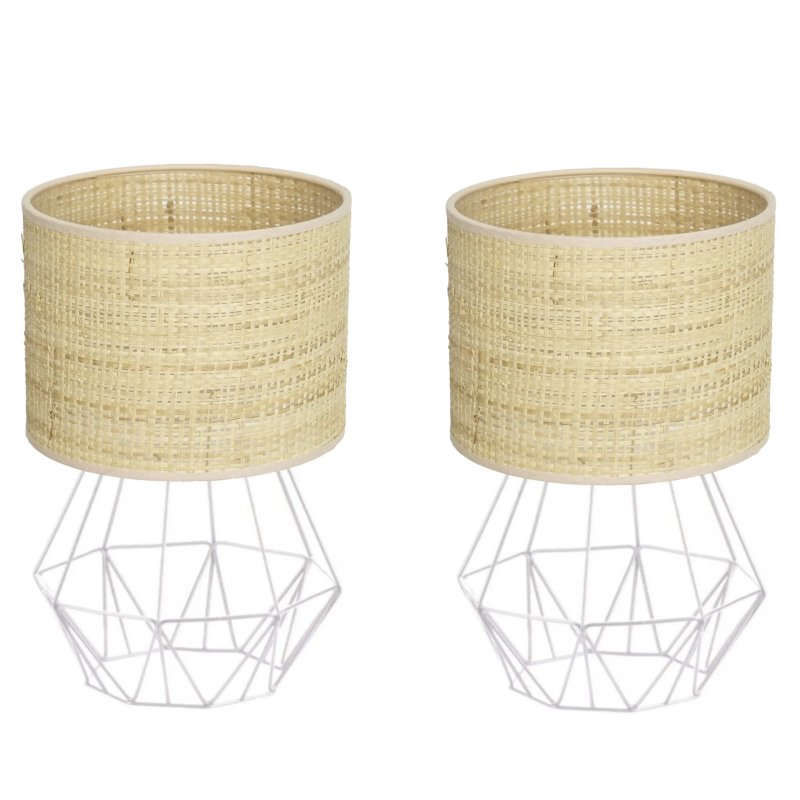 LAMPKA NOCNA STOŁOWA BIURKOWA RATTANOWA LED