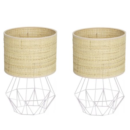 LAMPKA NOCNA STOŁOWA BIURKOWA RATTANOWA LED