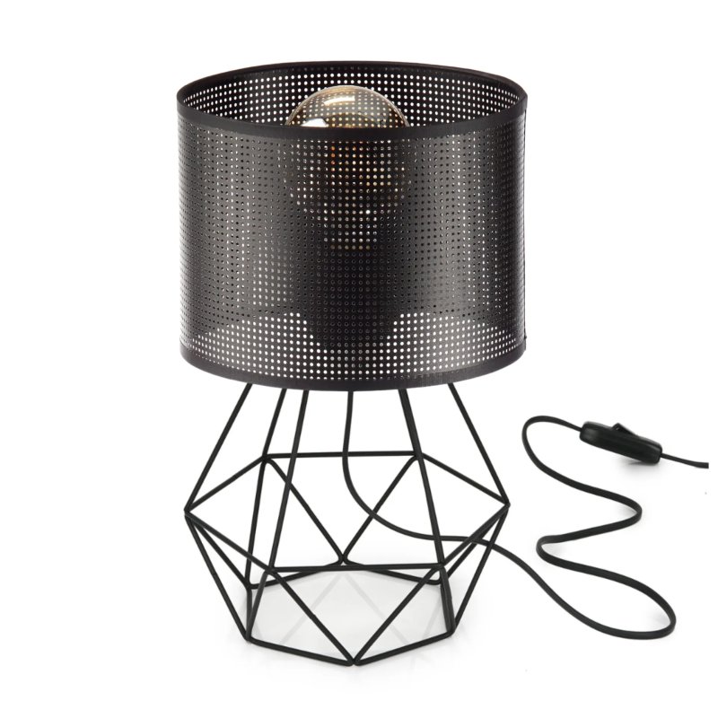 LAMPKA NOCNA STOŁOWA AŻUROWA Z DZIURKAMI ABAŻUR LED